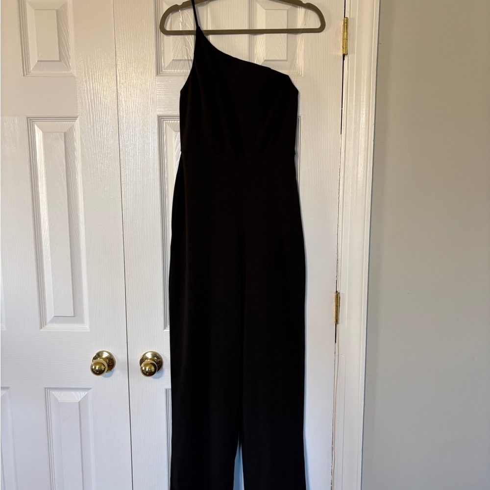 Francesca’s One Shoulder Black Wide Leg Jumpsuit Small NWT